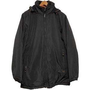 Weatherproof Men Black Hooded Double Zipped Winter Jacket With Many Pockets Med